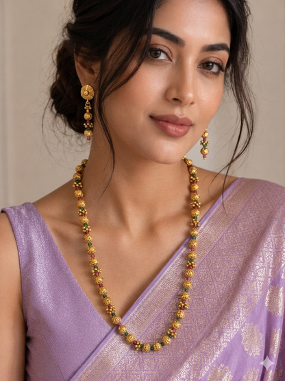 Antique Gold ruby green Bead Chain