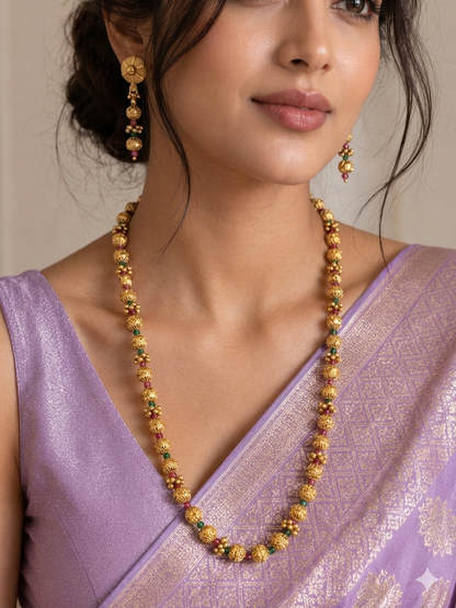 Antique Gold ruby green Bead Chain