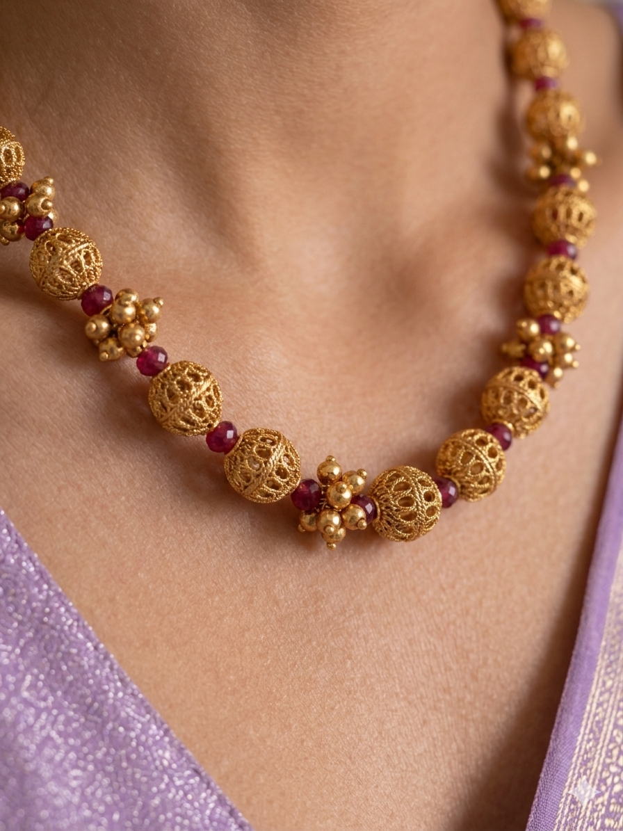Antique Gold ruby Bead Chain