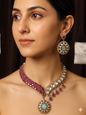 Royal Ruby & Mint Polki Necklace Set