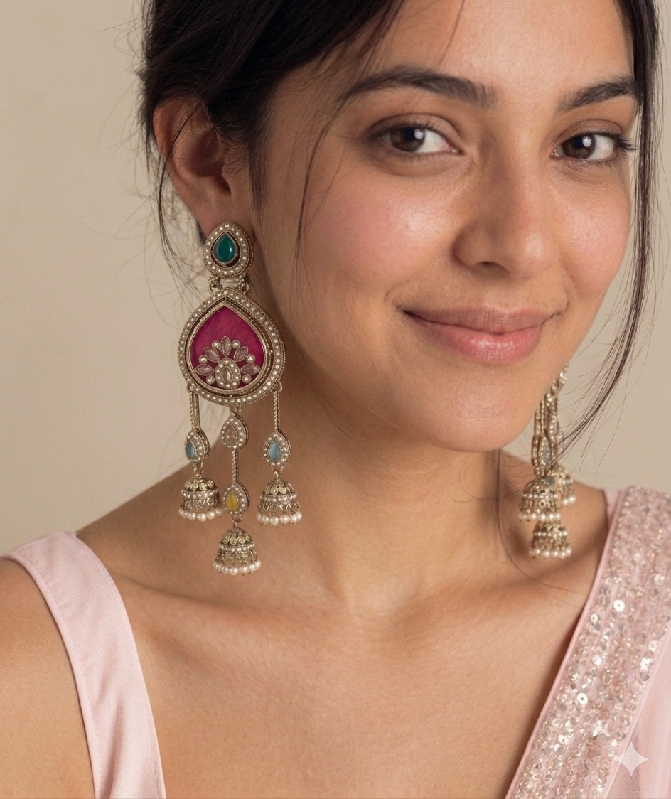Majestic Kundan Chandelier Earring