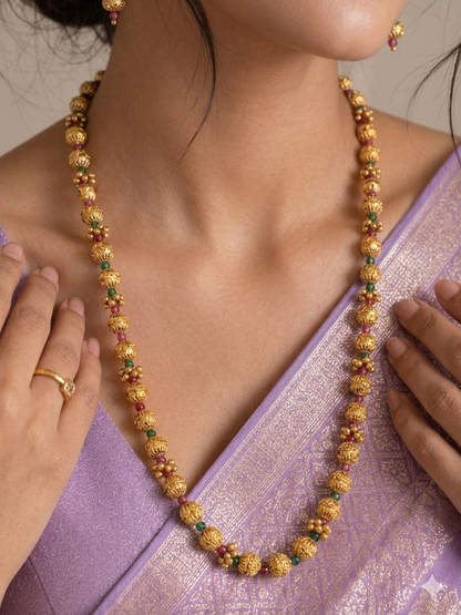 Antique Gold ruby green Bead Chain