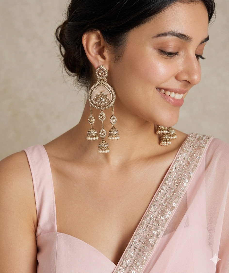 Majestic Kundan Chandelier Earring